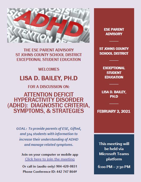 "Attention Deficit Hyperactivity Disorder (ADHD): Diagnostic Criteria, Symptoms & Strategies" on Feb. 2