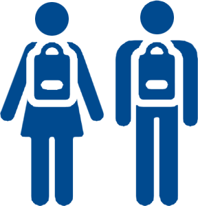 Graphic of two students with backpacks