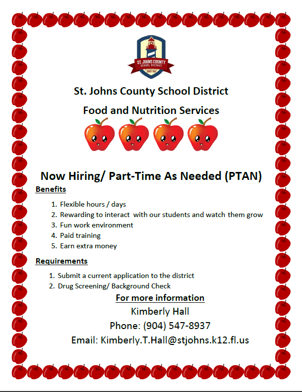 Part-Time As Needed Food and Nutrition