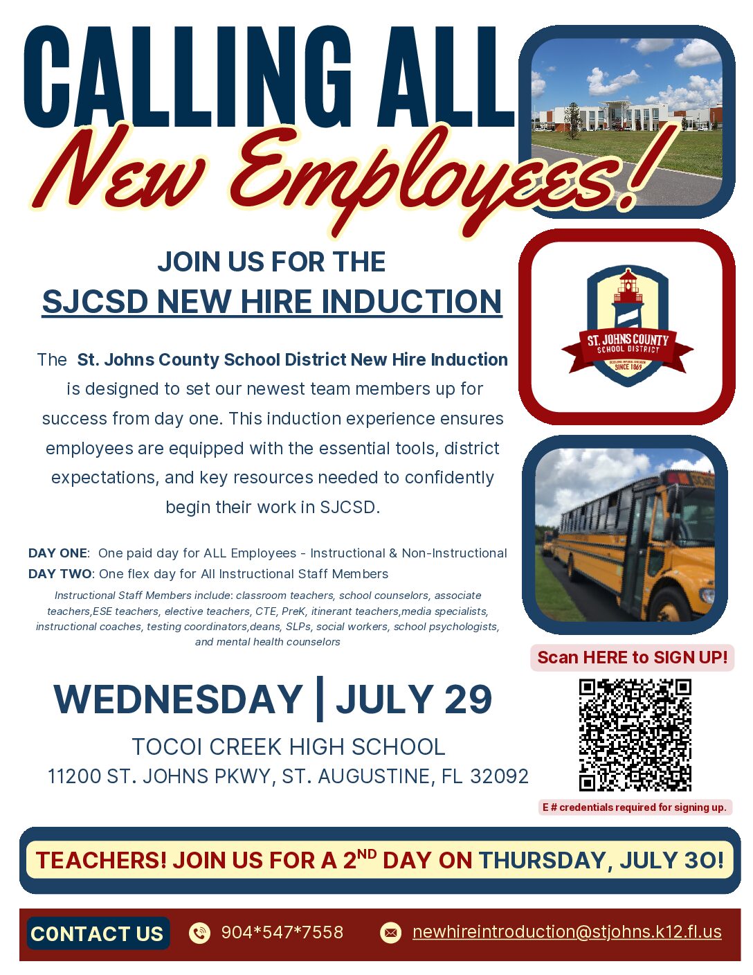 SJCSD New Hire Induction Flyer