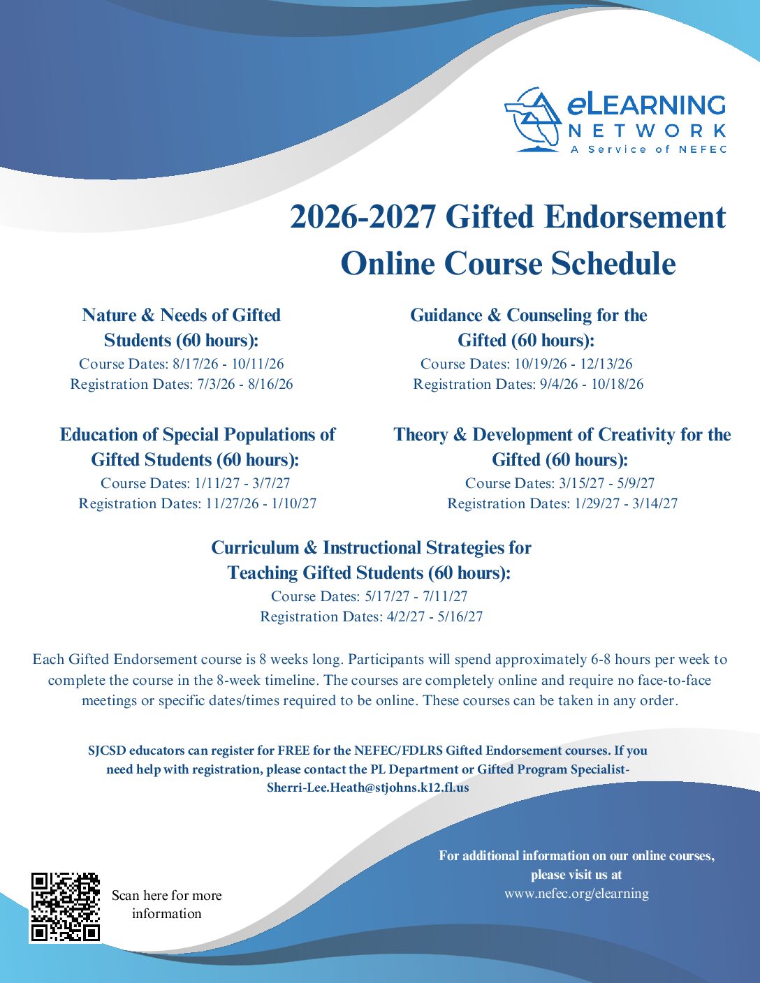 2026-2027 Gifted Endorsement Online Course Schedule