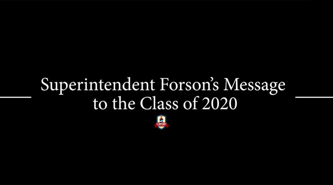 Superintendent Forson's Message to the Class of 2020