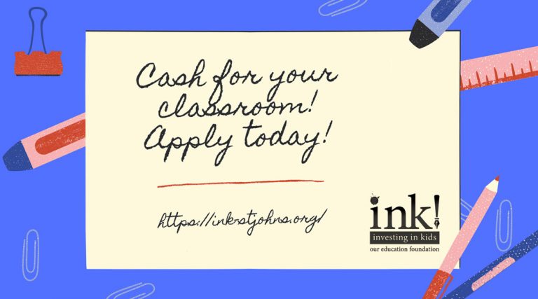 Cash for your classroom! Apply today! https://ink-stjohns.org/