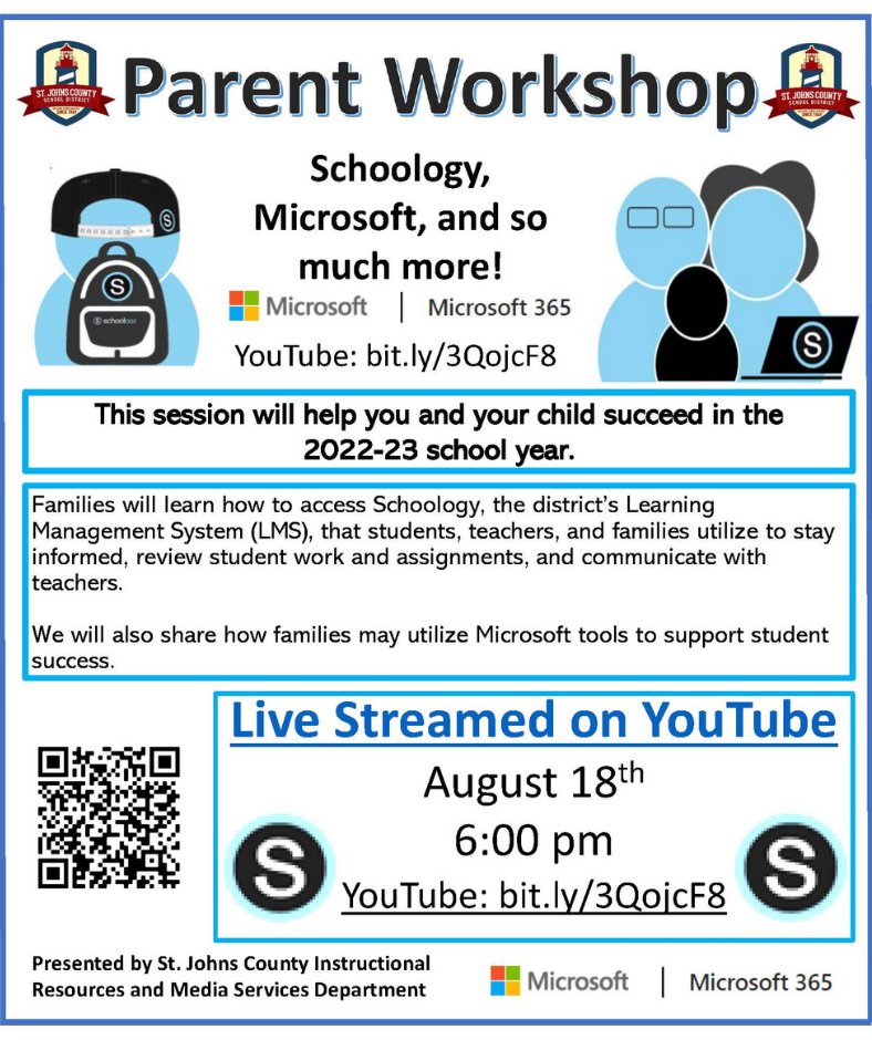 Parent Workshop On Schoology Microsoft 365 More On August 18 6 P Parent Workshop On Schoology Microsoft 365 More On August 18 6 P