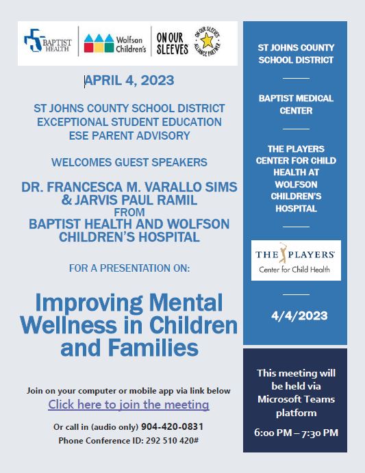 Improving Mental Wellness in Children and Families Flyer