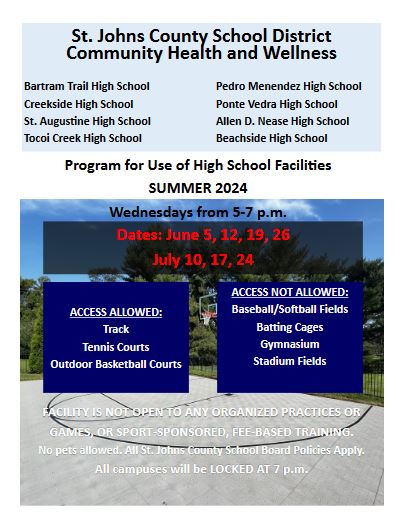 Summer 2024 High School Facility Use Flyer