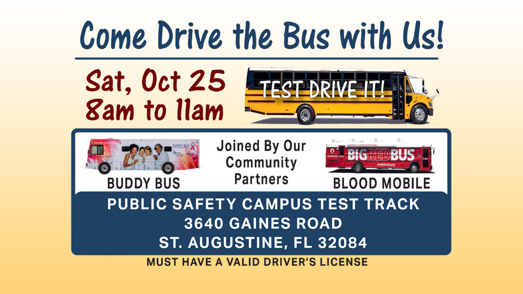 Come Drive the Bus with Us! Sat, Oct 25 8am to 11am